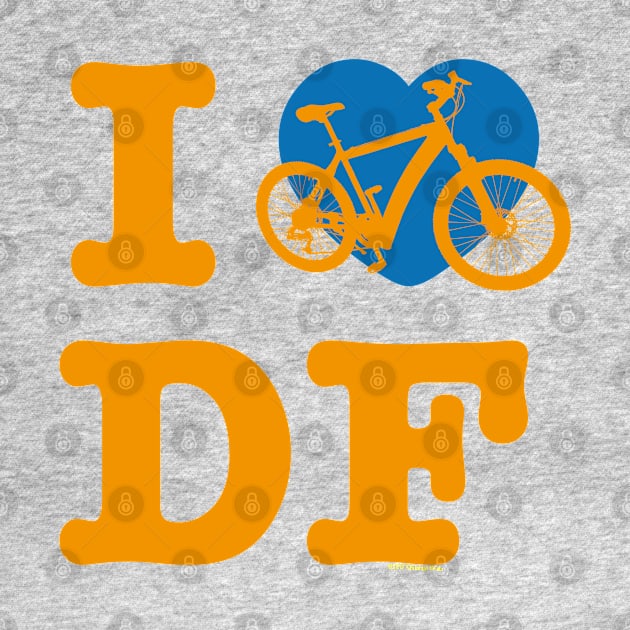 I Love Cycling DF Orenge Blue / Yo Amo andar en Bicicleta en el DF / Chilango Pride / Orgullo Chilango Graphic by chilangopride